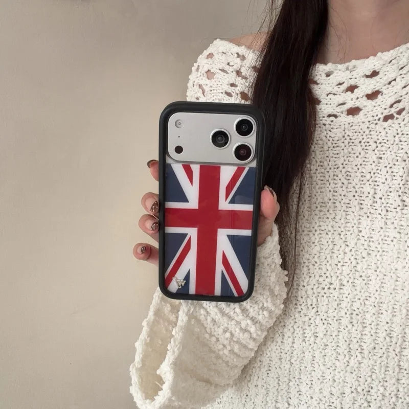 Wildflower Stars Fang Union Jack Phone Case for iPhone 12 13 14 15 16 17 Pro Max Plus Air wf INS Puppy Polka Dot Back Cover﻿﻿﻿﻿﻿