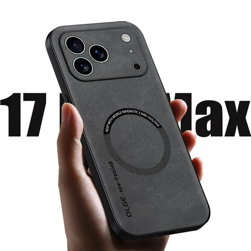 Magnetic For Magsafe Phone Case For iPhone 17 16 13 12 11 Pro Max Leather Cases For iPhone 17 Air 15 14 Pro Max 16 Plus Cover