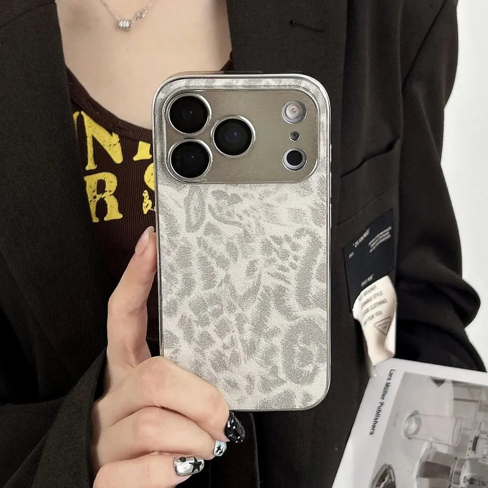 Luxury Leopard Print Phone Case For iPhone 17 Air 11 12 13 14 15 Pro Max 16 Plus Leather Texture Shockproof Bumber Cases Cover