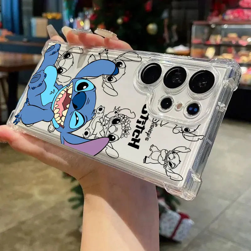 Cute Stitch Baby Disney Clear Phone Case For Samsung Galaxy S26 S25 S24 Ultra S23 S22 Plus S21 S20 FE 5G Shockproof Soft Cover