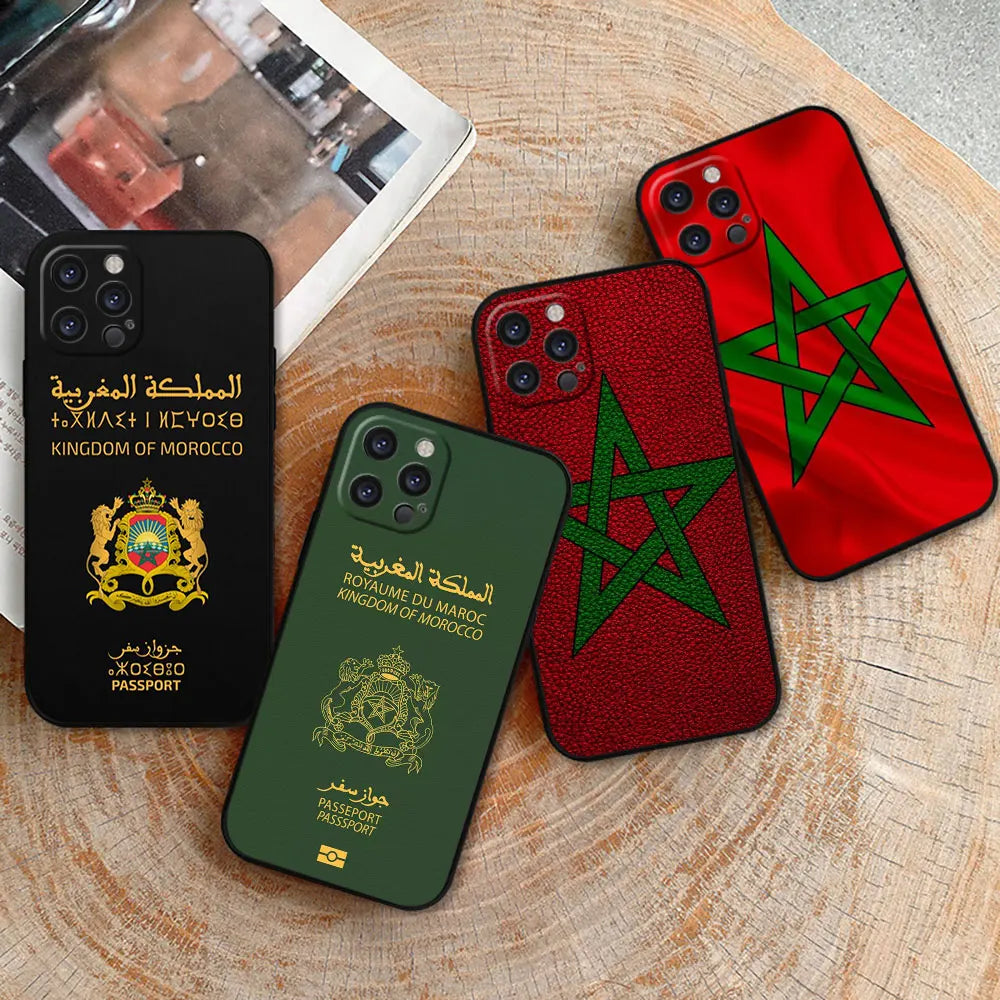 Moroccans Morocco Flag Passport Phone Case For Apple iPhone 15 14 16 13 12 11 Pro Max Mini 8 7 XS XR SE Shockproof Back Cover