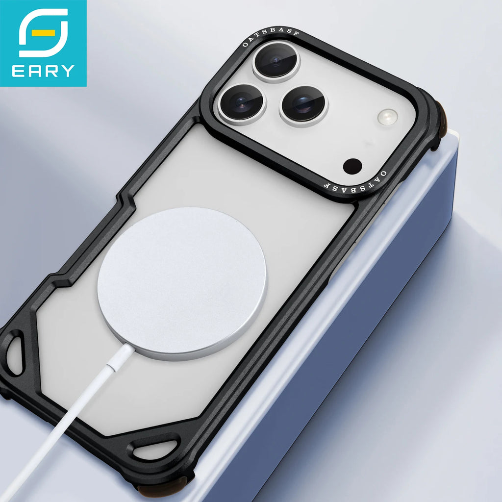 Eary Metal Frameless Phone Case for iPhone 17 Pro Max Air Ultra-thin for Magsafe Shell Shockproof Protector Aluminum Alloy Cover