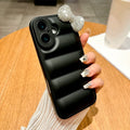 Soft Down Jacket Puffer Phone Case for iPhone X XS SE 7 8 16 15 14 13 12 11 Pro Max XR Plus Luxury Diamond Kitty Bowknot Cover