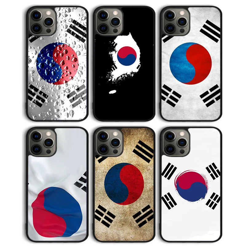 South Korea Flag Phone Case Back Cover for iPhone 17 Air 16 15 14 13 11 12 Pro Max Plus Shell Coque
