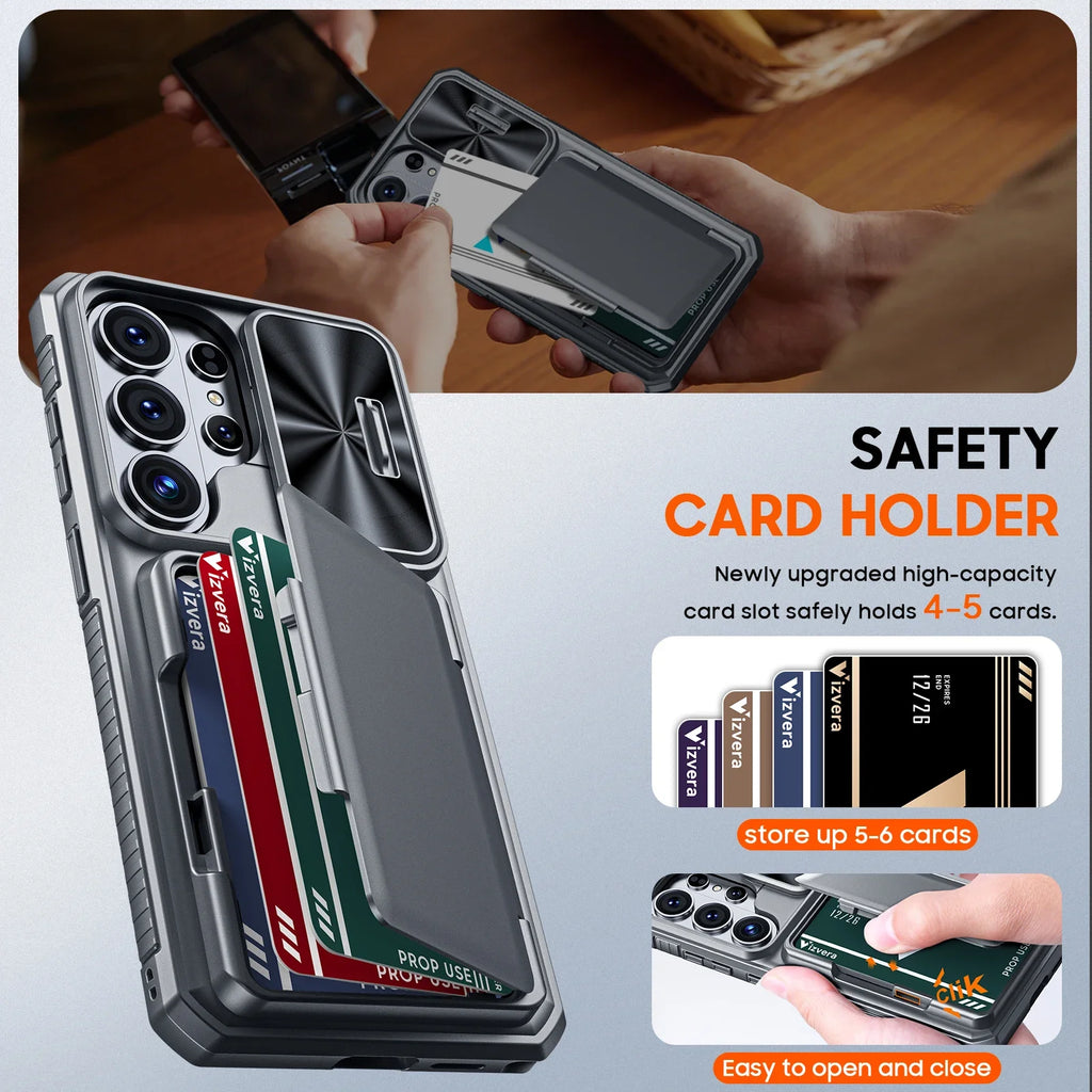 For Galaxy S26 Ultra Case Wallet-Full Body Protective with Card Holder(4 Cards) Camera Cover & Kickstand for Women & Men-Gray