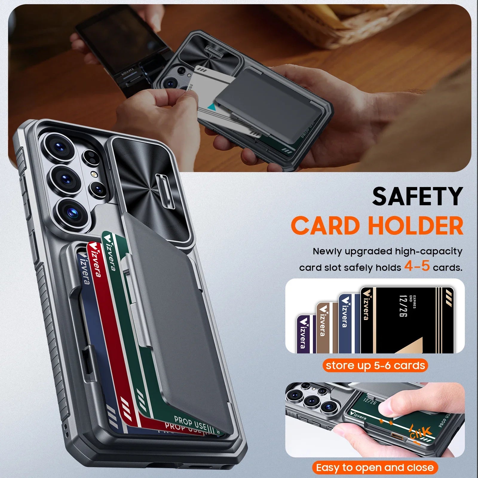 For Galaxy S26 Ultra Case Wallet-Full Body Protective with Card Holder(4 Cards) Camera Cover & Kickstand for Women & Men-Gray