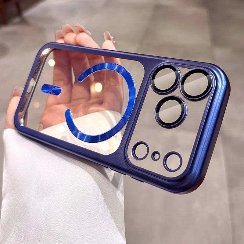 foriphone17proma Lens Protector Frosted for Magsafe Case for iPhone 17 Pro Max Soft Plating Magnetic Camera Control Button Cover