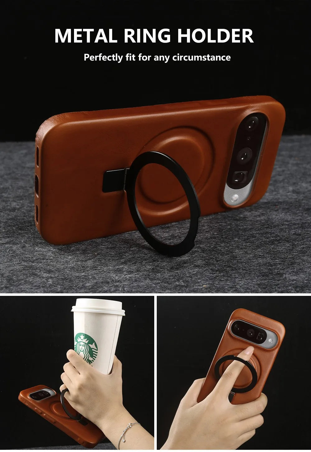 Luxury Magnetic Bracket Holder Genuine Leather Case For Google Pixel 10 Pro XL pixel10  8A 9pro 7A 6A 5A Full Wrapped Back Cover