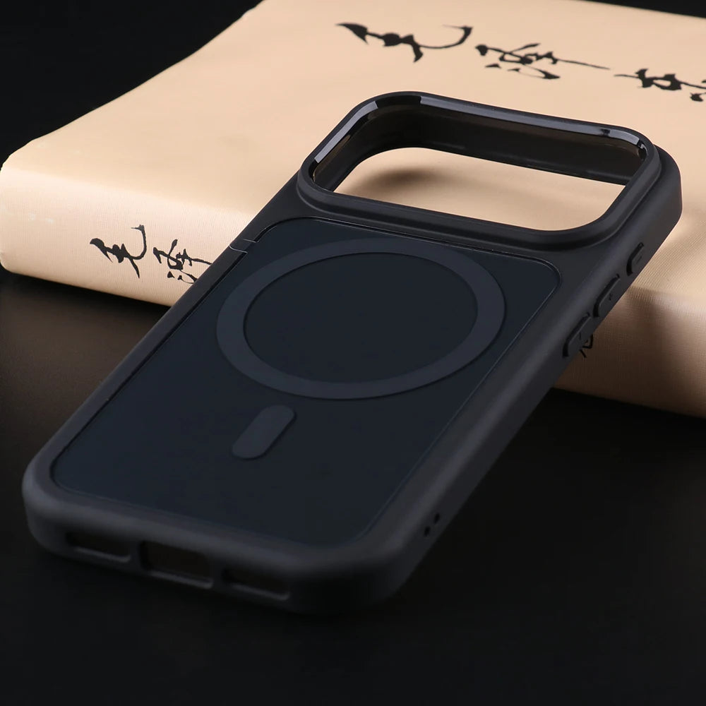 UGOjP For iPhone 17 Pro Case Men Solid Color Anti-drop Magnetic MagSafe Wireless Charging Phone Case Shockproof Protective Cover