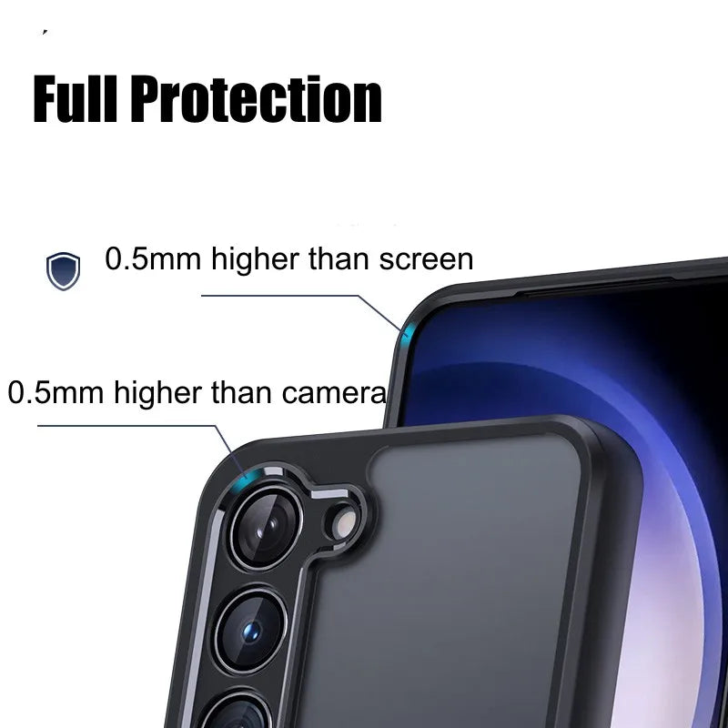 Luxury Matte Clear Airbag Case For Samsung Galaxy S24 S23 S22 Plus Ultra A34 A24 A54 Transparent Anti-fingerprint Frosted Cover