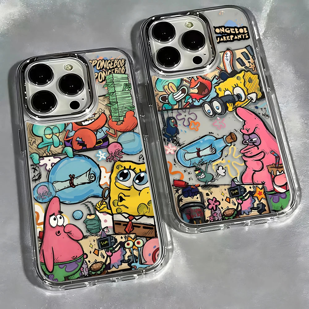 Fun S-SpongeBobs Pinch Butt Phone Case For iPhone 17 16e 16 15 14 13 12 11 mini Pro Max X XR XSMAX 8 7 Air Plus Clear Soft Cover