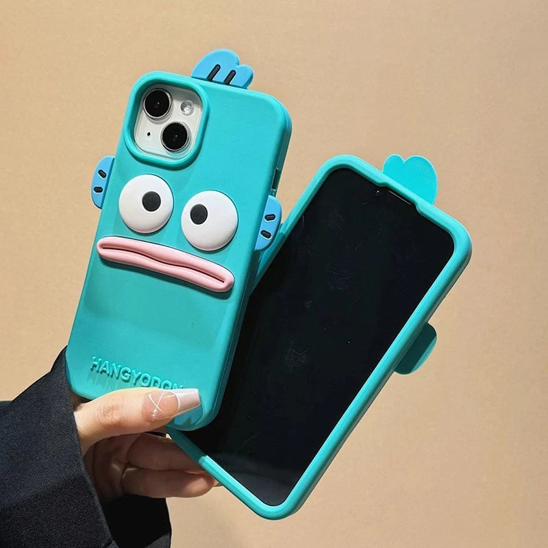 Hangyodon Fish 3D Cartoon Silicone Case for iPhone 17 Pro Max 16 15 14 Pro 13 Kawaii Soft Anime Design Rubber Cover