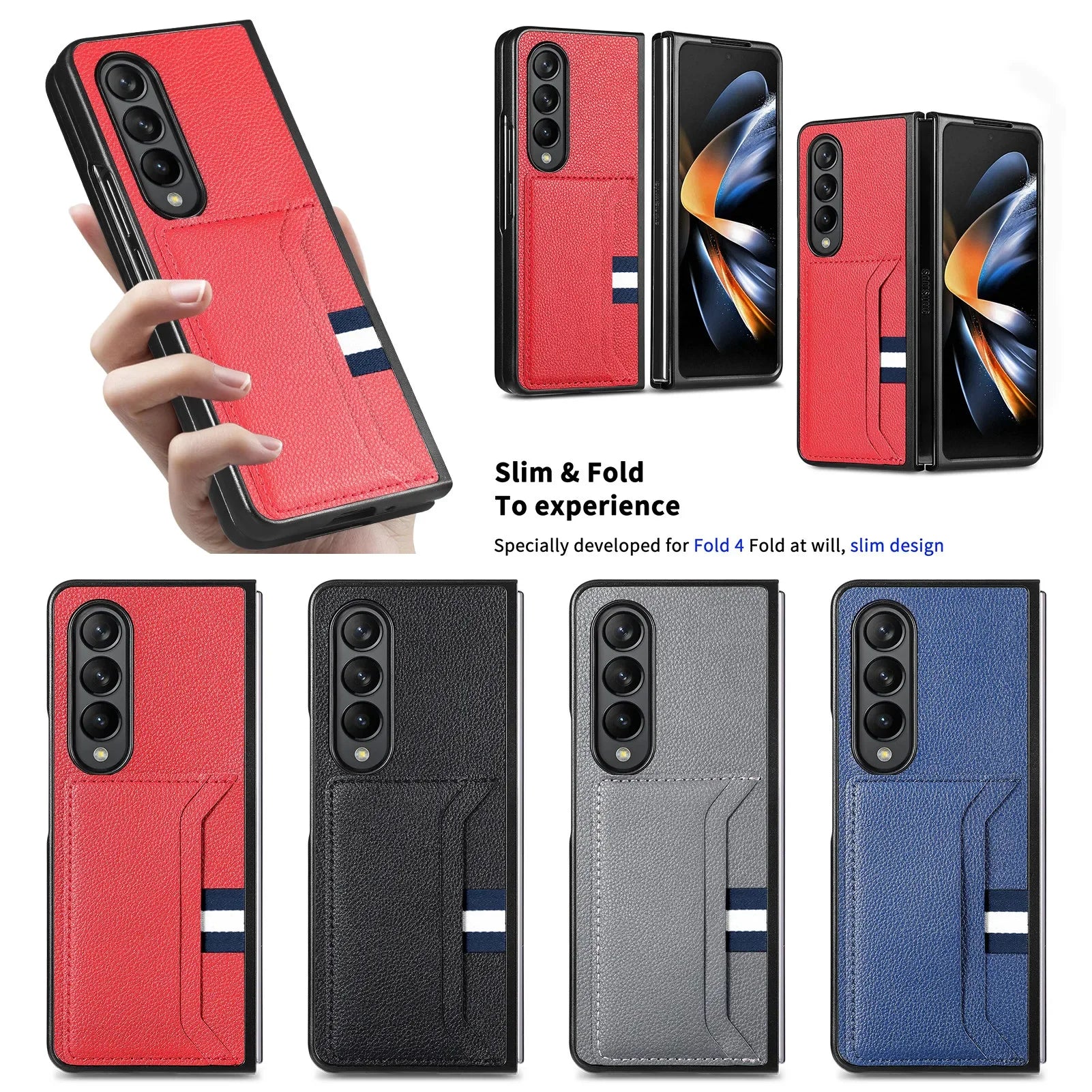 fold7 fold6 Fold4 Fold3 Fold2 fold5 Card Slot Leather Phone Accessories Case for Samsung Galaxy Z Fold 7 6 4 5 5G Fold 3 2