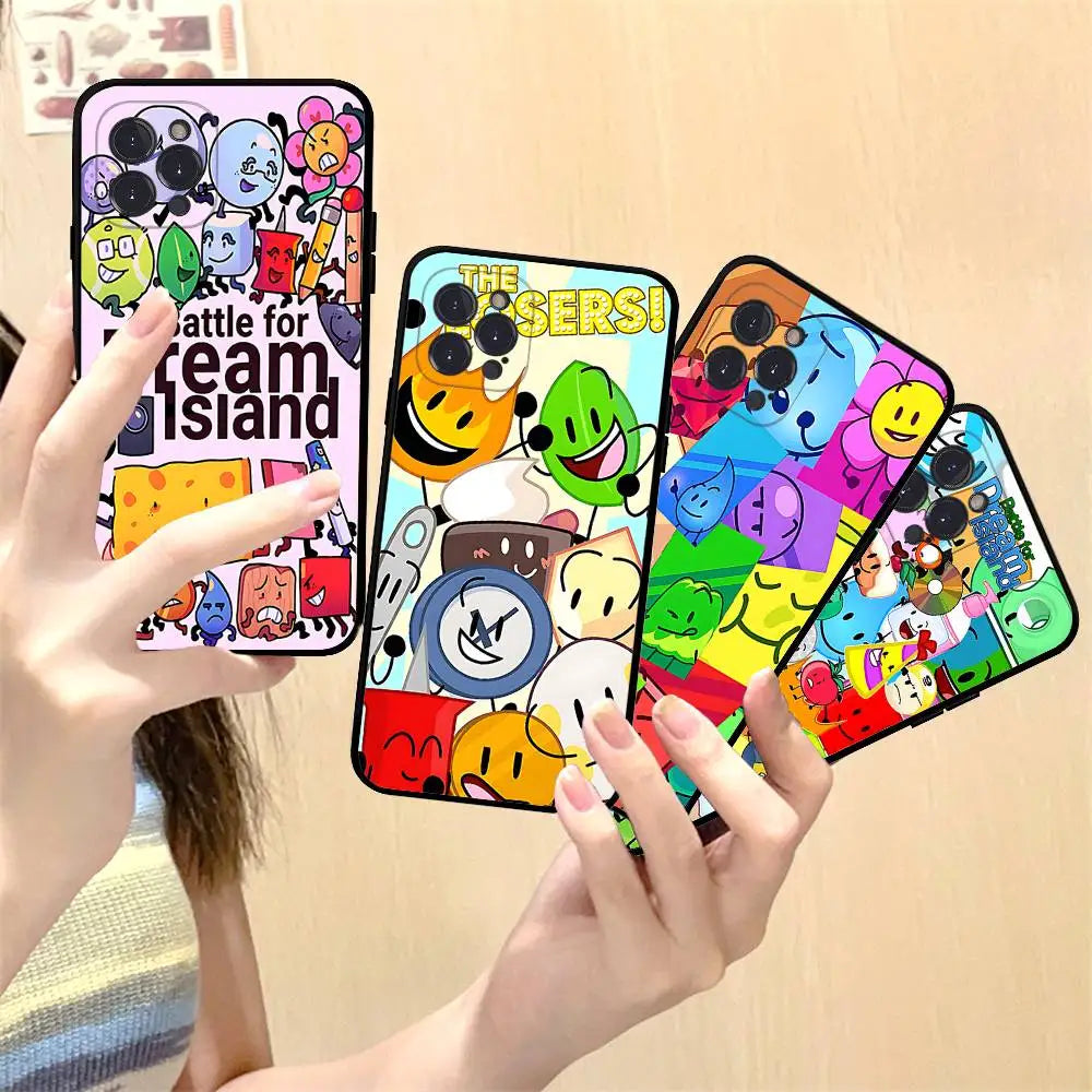 Anime Bfdi Battle For D-Dream Island Phone Case For Iphone 16 15 17 13 14 12 11 Pro Max Plus Black Shell Cover Case