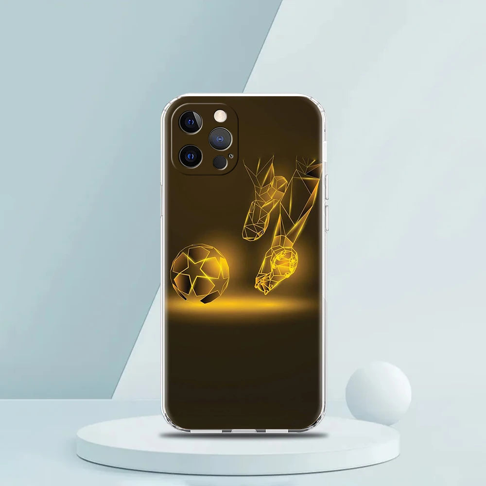 Football Sport Soccer Phone Case for iPhone 16 15 14 13 12 Pro Max Transparent Soft for iPhone 11 Pro Max 7 8 Plus XS XR Shell