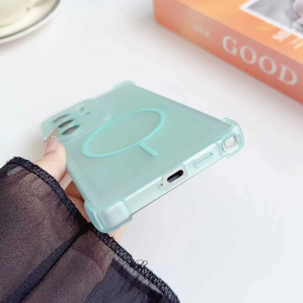 Matte For Magsafe Magnetic Translucent Soft Case For Samsung Galaxy S26 S25 S24 S23 S22 Plus Ultra Four-Corner Airbag TPU Cover