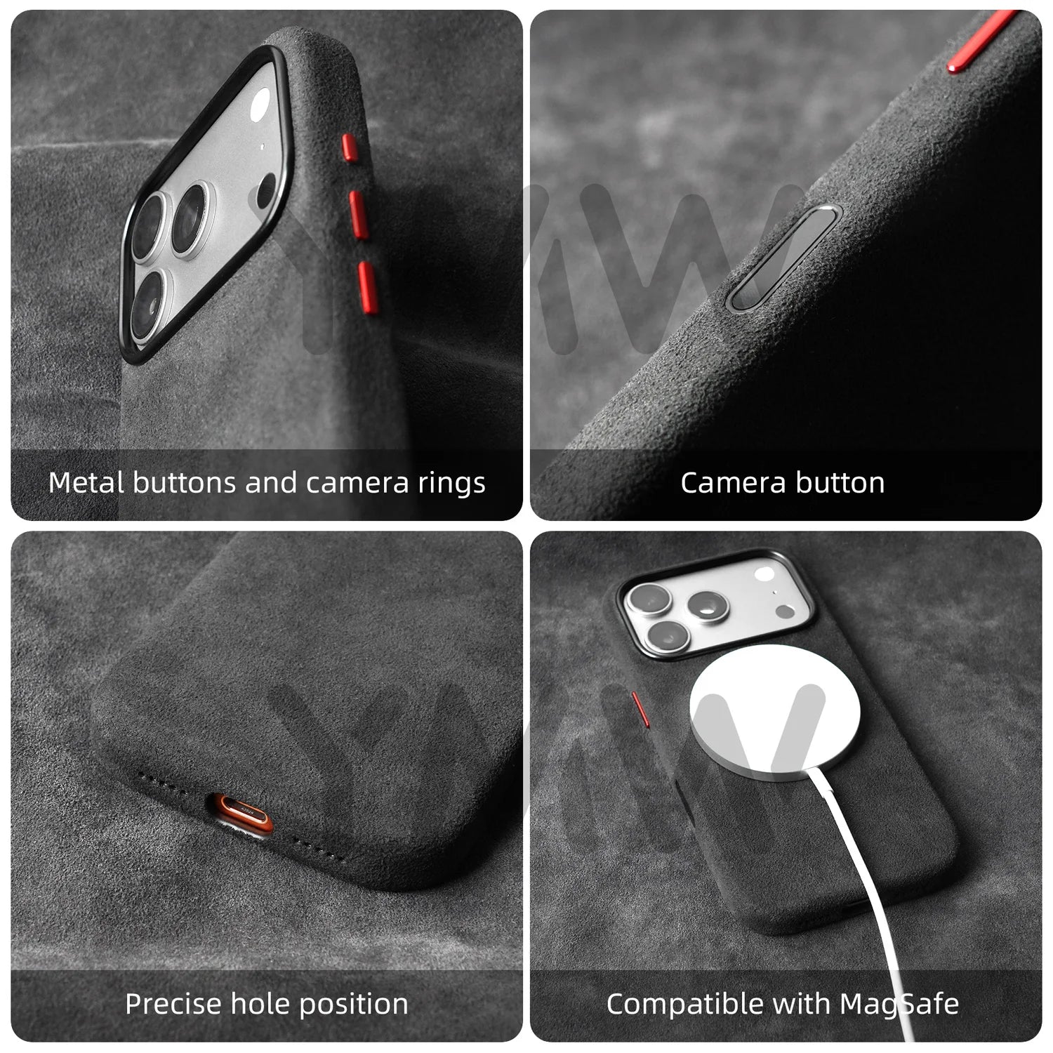 Magnetic for ALCANTARA Case for iPhone 17 16 Pro Max 15 14 Luxury Suede Leather Supercar Phone Cases Camera Button Cover