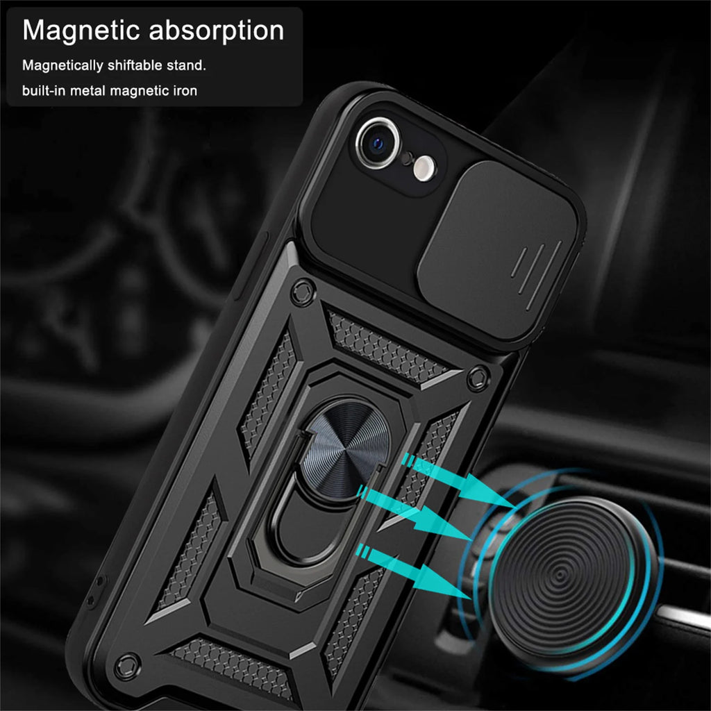 Magnetic Ring Camera Lens Holder Anti-Scratch Military Grade Armor Case For iphone 7 8 6 6s Plus SE 2020 Phone Cover