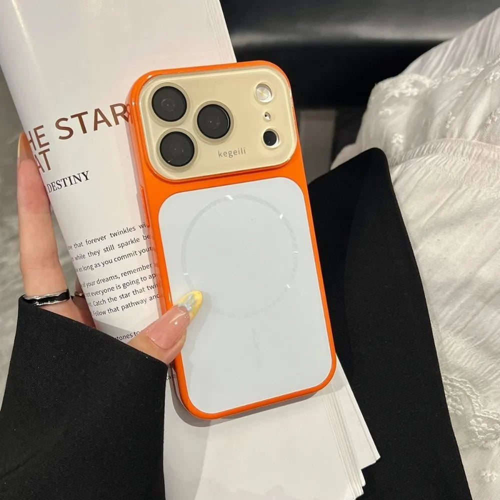 for Magsafe Candy Color Contrast AG Case for iPhone 17 16 15 Pro Max 14 13 12 Magnetic Large Window Camera Protector Cover