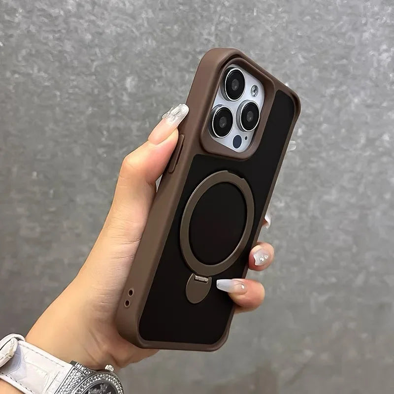 Luxury Magnetic for Magsafe Bracket Stand Phone Case for iPhone 13 15 16 Pro Max 12 14 Plus Folding Stand Shockproof Back Cover