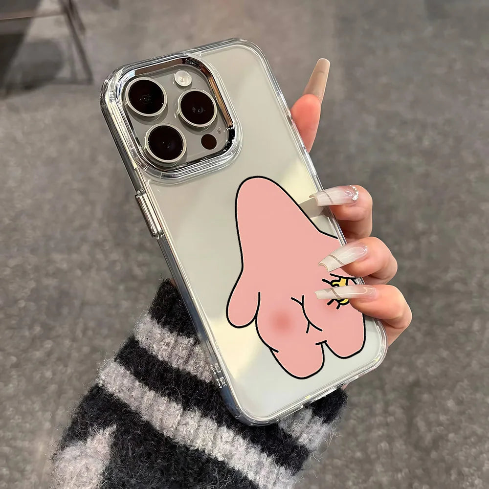 Fun S-SpongeBobs Pinch Butt Phone Case For iPhone 17 16e 16 15 14 13 12 11 mini Pro Max X XR XSMAX 8 7 Air Plus Clear Soft Cover
