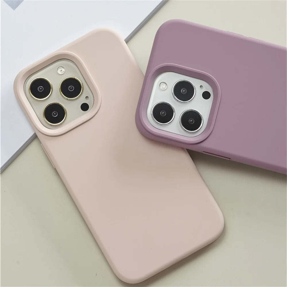 Soft Smooth Protector Shockproof Back CoverFor iPhone 16 Pro Max 15 14 11 12 13 Mini 7 8 Plus XR XS Candy Color Phone Case