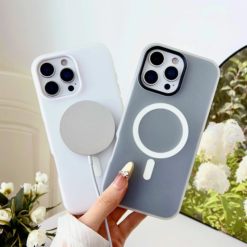 Luxury Candy Color 2 IN 1 Soft Case For Magsafe For iPhone 17 Air 16 15 14 13 12 Pro Max Magnetic Wireless Charge Matte Cover