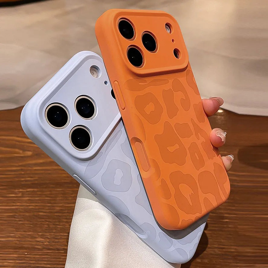 Leopard Pattern Liquid Silicone Case for iPhone 17 16 Pro Max Air 14 15 Plus 12 Camera Control Button Soft Shockproof Cover