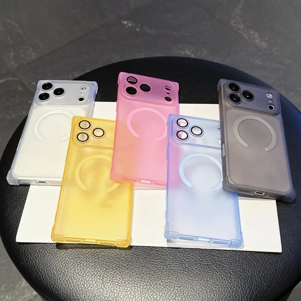 translucent Magnetic Silicone Shockproof Case for iPhone 17 Air 16 14 15 Plus 13 Pro Max for Magsafe Matte Clear TPU Soft Cover