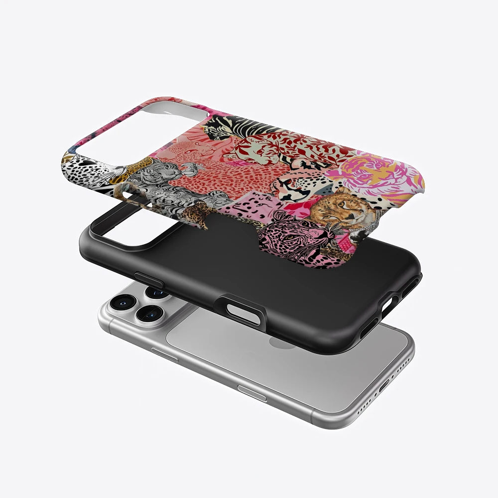Pink Feline Collage Phone Case for Magnetic Phone Case for IPhone 17 16 15 14 13 Pro Max Plus Single Double-layer Tough Case