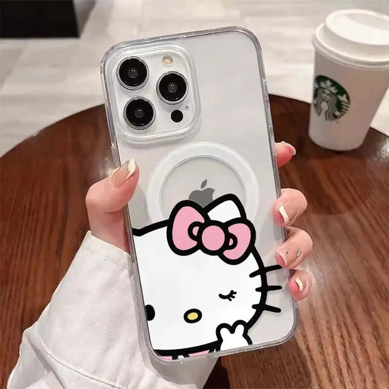 Hot Luxury Hello Kittys Magnetic Phone Case for iPhone 17 16 15 14 13 12 11 8 7 Air Plus Pro Max X XR XSMax Soft Clear Tpu Cover