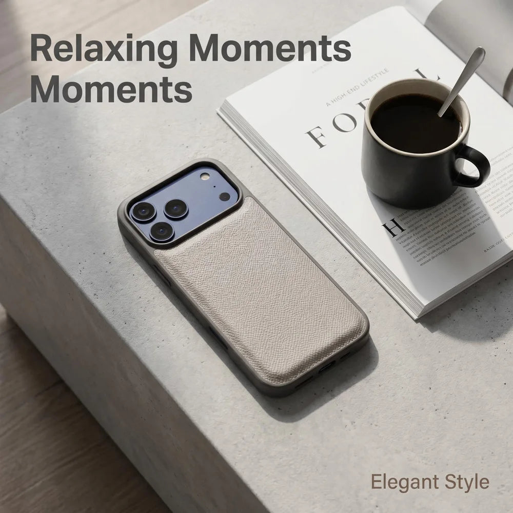 Stylish Luxury Epsom Palm Grain PU Leather Case For iPhone 18/17/16/15 Pro Max Slim Shockproof Anti Fingerprint Protective Cover