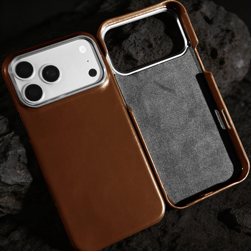 Oil Wax Luxury Genuine Leather Case For iphone 17 Pro Max Air 14 15 16 13 Phone Case Back Cover Coque Metal Camera Bumper Frame