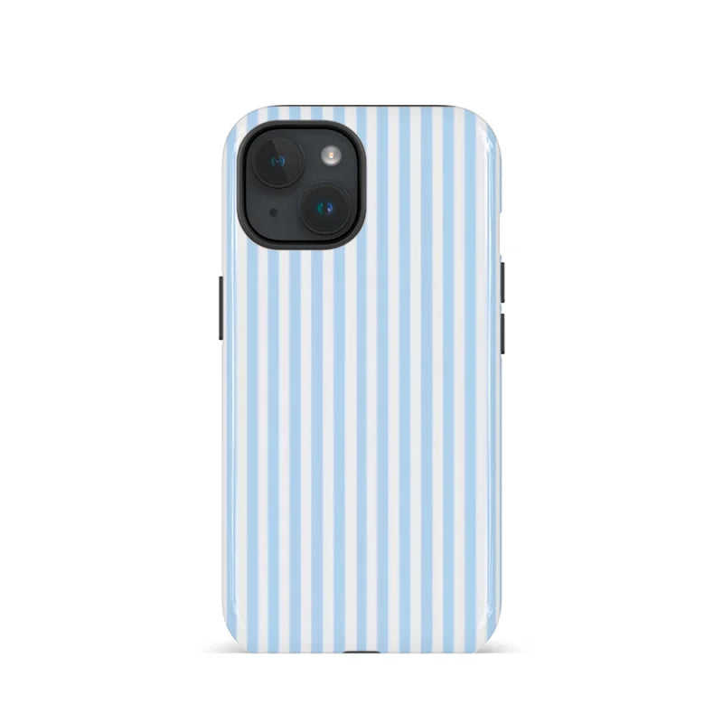 Minimalist blue and white stripes Phone Case for iPhone16ProMax 15 14 14 12mini 7Plus XR 2in1 tough glossy case