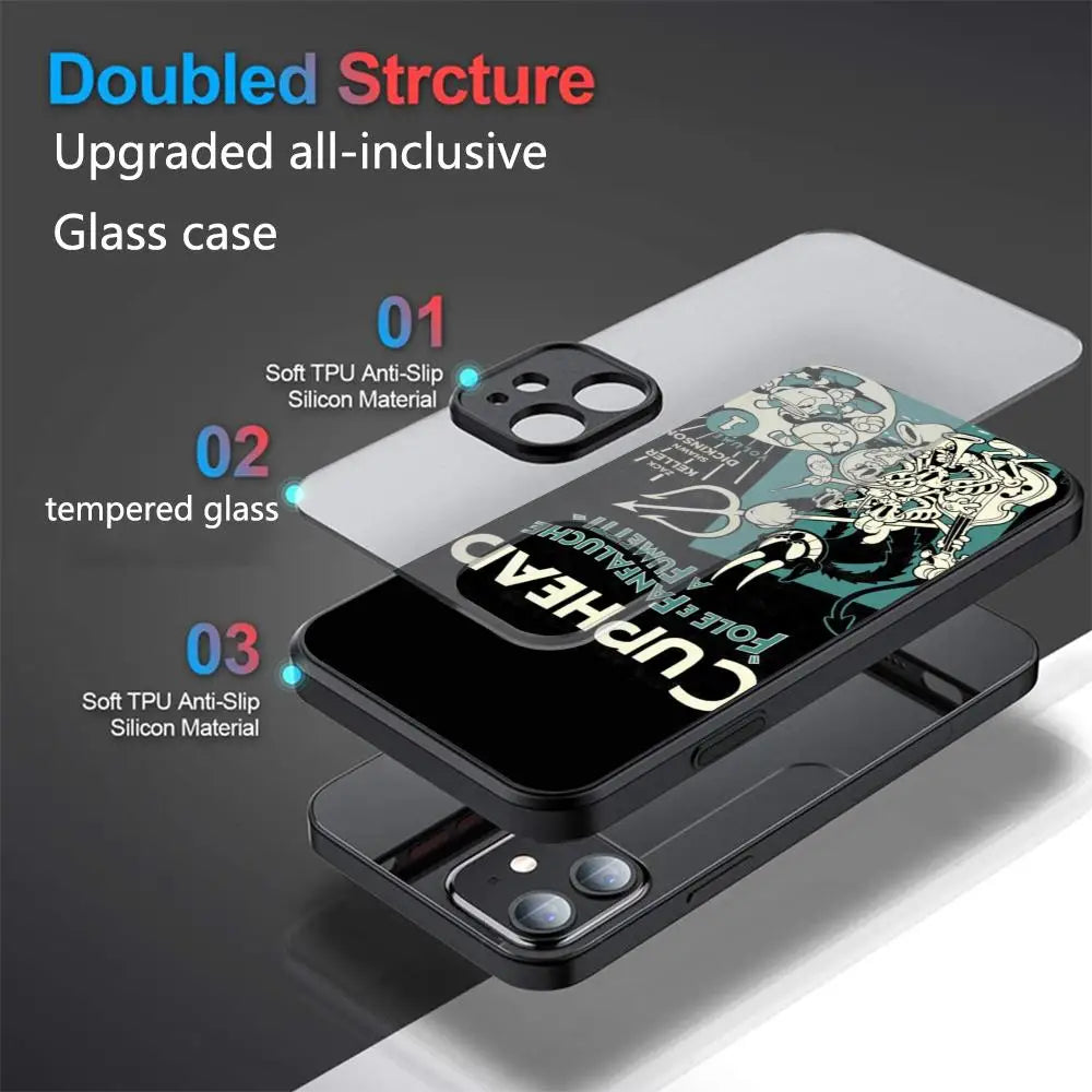 Cuphead Poster Phone Case For IPhone 17 16 Pro Max 15 14 Pro 11 12 13 Plus Mini Galaxy S26 S25 Glass phone case