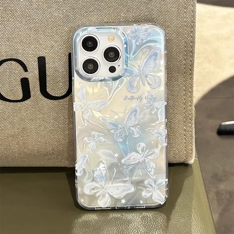Butterfly Bowknot Pearl Flash Case For Vivo Y19S Y16 Y17S Y36 Y58 Y51S Y53S Y15S Y18 Y21 Y27 Y02S Y03 Y28 Y33S 4G Pendant Cover