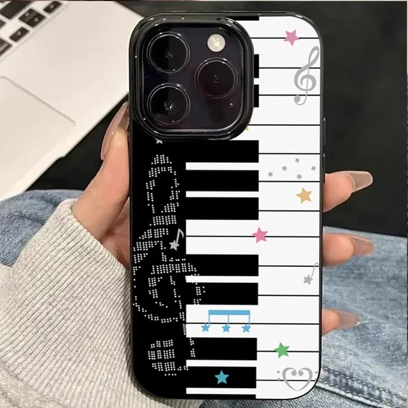Korean INS Art Piano Key Notes Phone Case For Samsung S25 S24 Ultra S23 Ultra S22 S21 S20 Plus Note 20 S24FE S23FE Cover