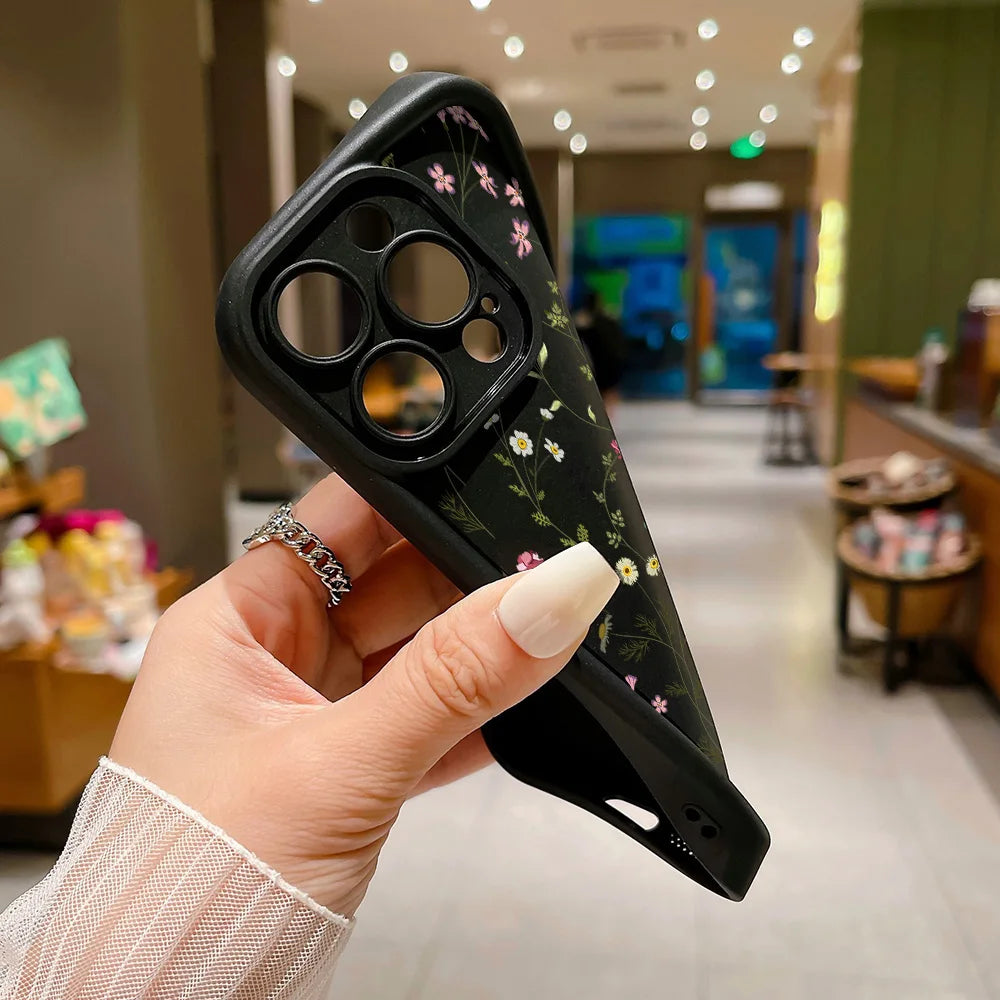 Soft TPU Flower Painted Phone Case For iPhone 17 16 Pro Max 11 13 15 14 12 Air 16E 17promax 16promax Shockproof Funda Covers