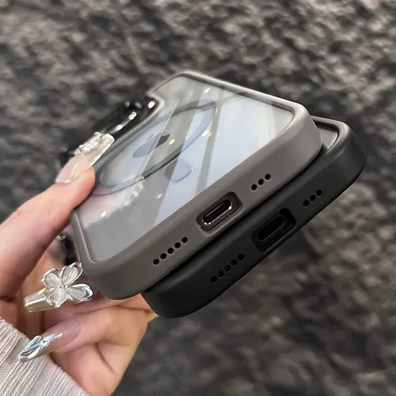 Luxury Metal Ring Bracket High Transparent Shockproof Mobile Phone Case For iPhone 16 15 14 13 12 11 ProMax Lens protective film