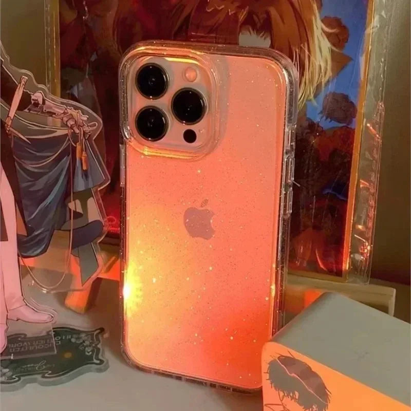 Shockproof Luxury Bling Glitter Transparent Phone Case For iPhone 17 16 15 14 13 12 11 Pro Max 13 Mini 16e 17 Air Soft TPU Cover
