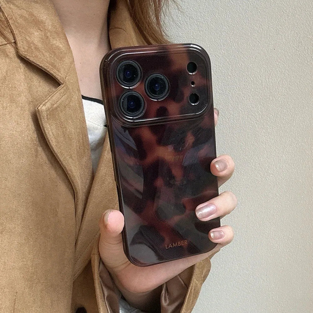 Amber Retro Leopard Print Phone Case For iPhone 17 16 15 14 13 12 11 Pro Max 15 Plus 17Air Shockproof Dustproof Soft Back Cover