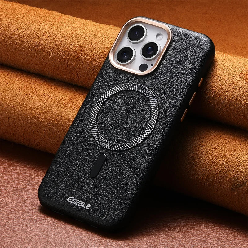 Luxury PU Leather Magnetic For Magsafe Phone Case For iPhone 13 14 15 16 17 Pro Max 16 Plus wireless charging shockproof Cover