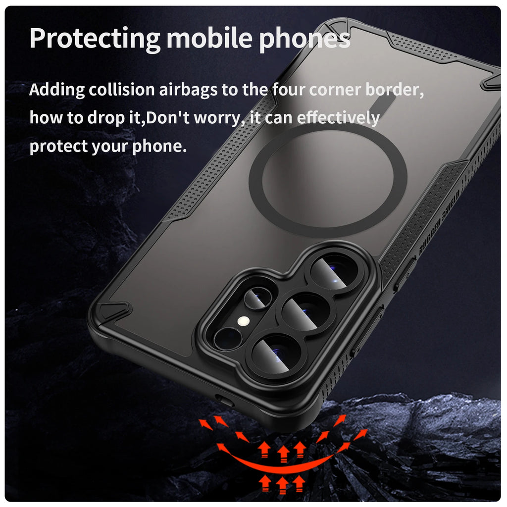 Matte Translucent Magnetic Case for Samsung Galaxy S26 S25 Ultra S24 FE S23 S22 Plus S26Ultra Magsafe Mac Safe Armor Phone Cover