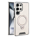 Magnetic Rotating Bracket Luxury Leather Case For Samsung Galaxy S23 S24 S25 S26 Ultra Plus Wireless Charging Shockproof Cover