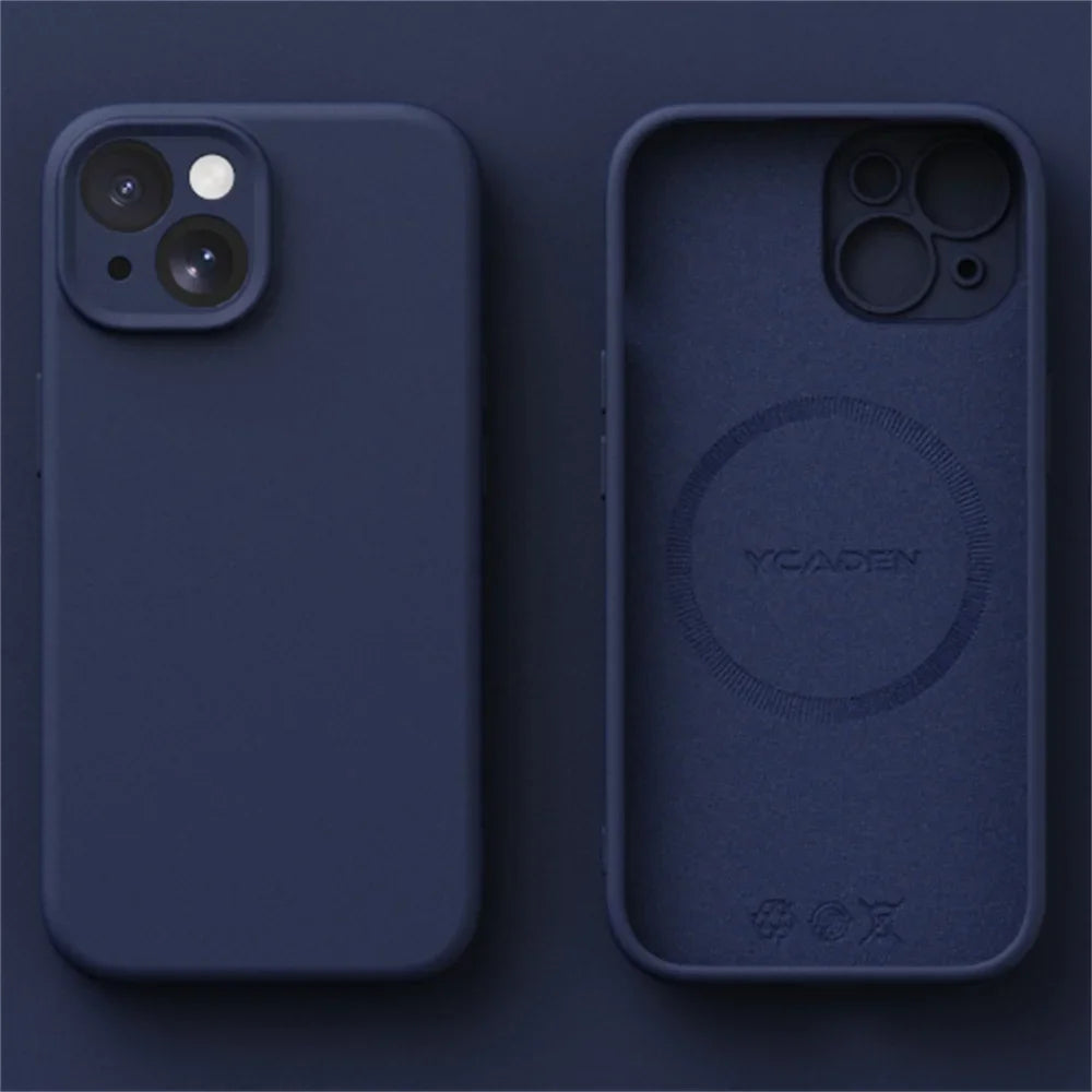 Liquid Silicone Case for iPhone 16 ProMax 15 Pro 14Pro Max 13 12 11 Magnetic wireless charging Soft Skin Smooth Cover Bumper