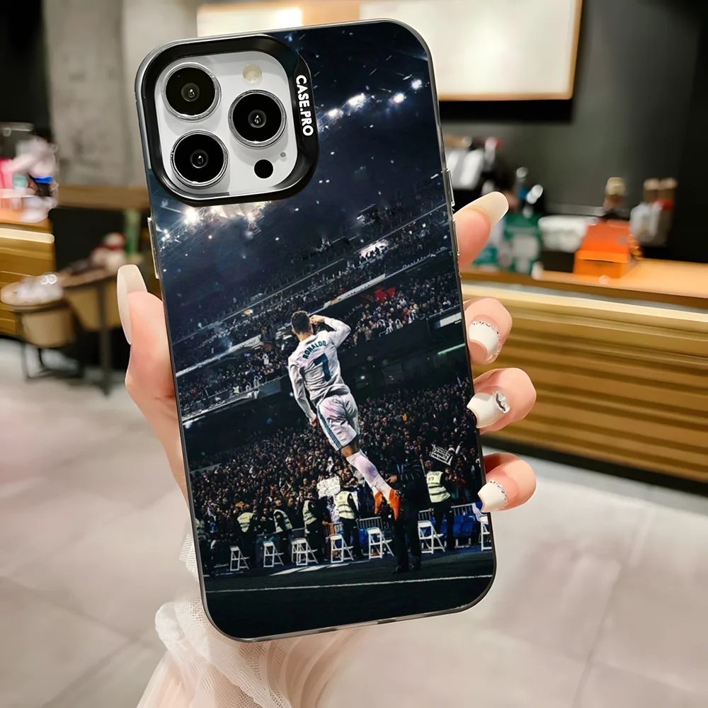 CR7 Football Star R-Ronaldo-ES Phone Case For iPhone 16,15,14,13,12,11,Pro,Max,Plus,Mini,XS,SE Anti Fall Black Matte Hard Bumper