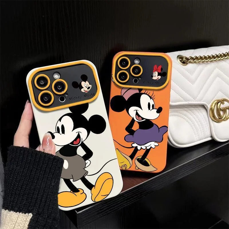 Anime Cartoon Mickey Gray Pants Minni Purple Dress Case For iphon 11 12 13 14 15 16 17 Pro Max Plus Couple Set Anti-fall Cover