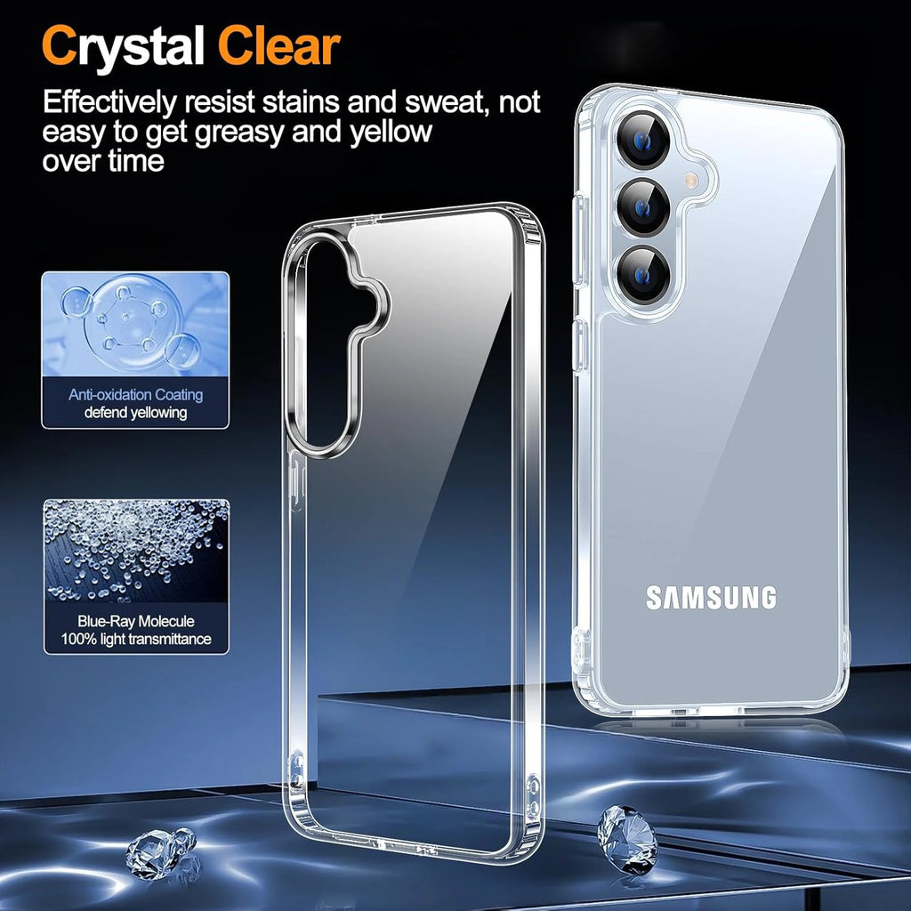 Anti-Yellowing Clear Case For Samsung Galaxy S25 Ultra S24 Plus edge 5G FE S26 Transparent Shockproof Phone Cover Accessories