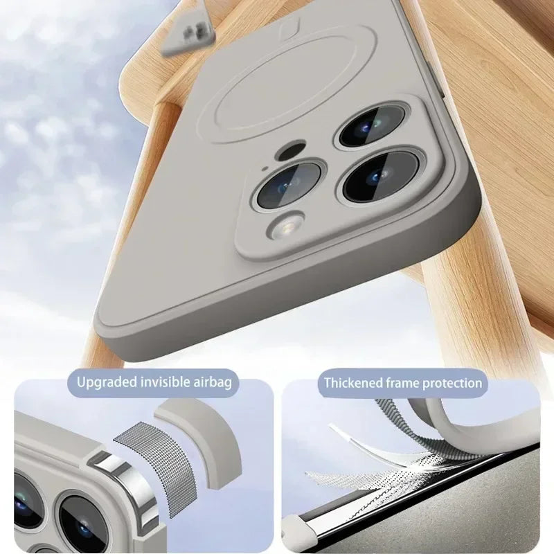 Magnetic Wireless Charge Liquid Silicone Case For iPhone 16 17 Air 15 14 13 12 11 Pro Max Plus Mini For Magsafe Soft Cover funda