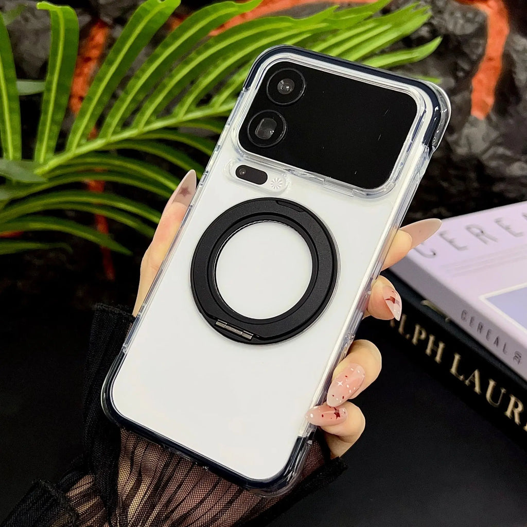 360° Rotation Ring Stand Magnetic Clear Case For Xiaomi 17 Pro Max  Anti-drop Shockproof for Magsafe Transparent Protective